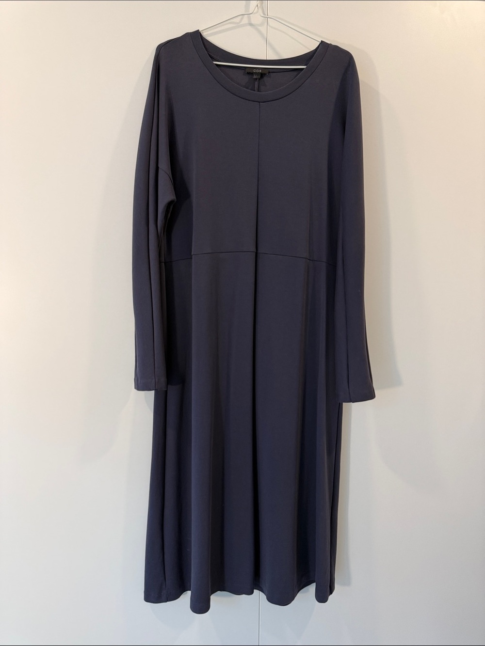 COS Navy Long-Sleeve Midi Dress